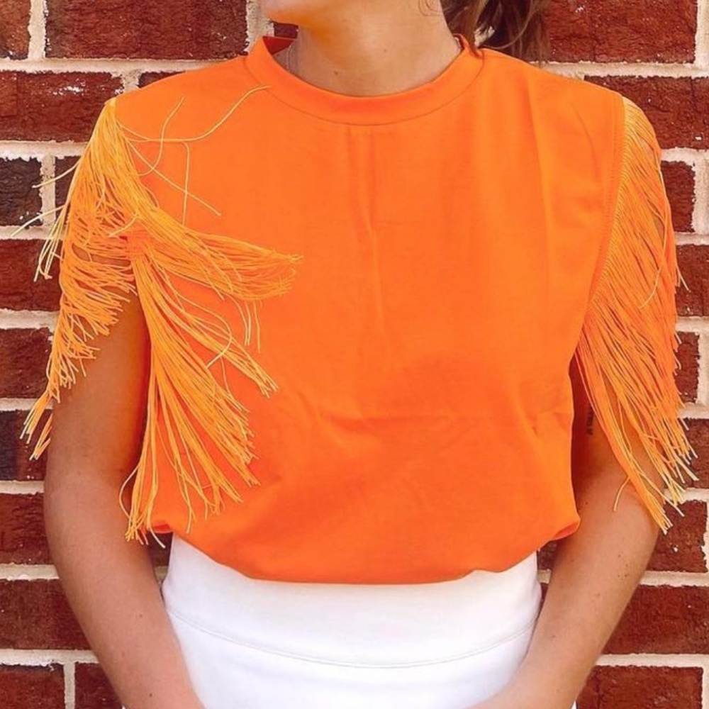 Orange Fringe Tank Top | NWT